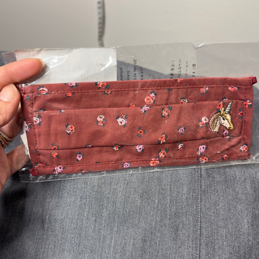 NWT Coach unicorn - face mask red with flowers